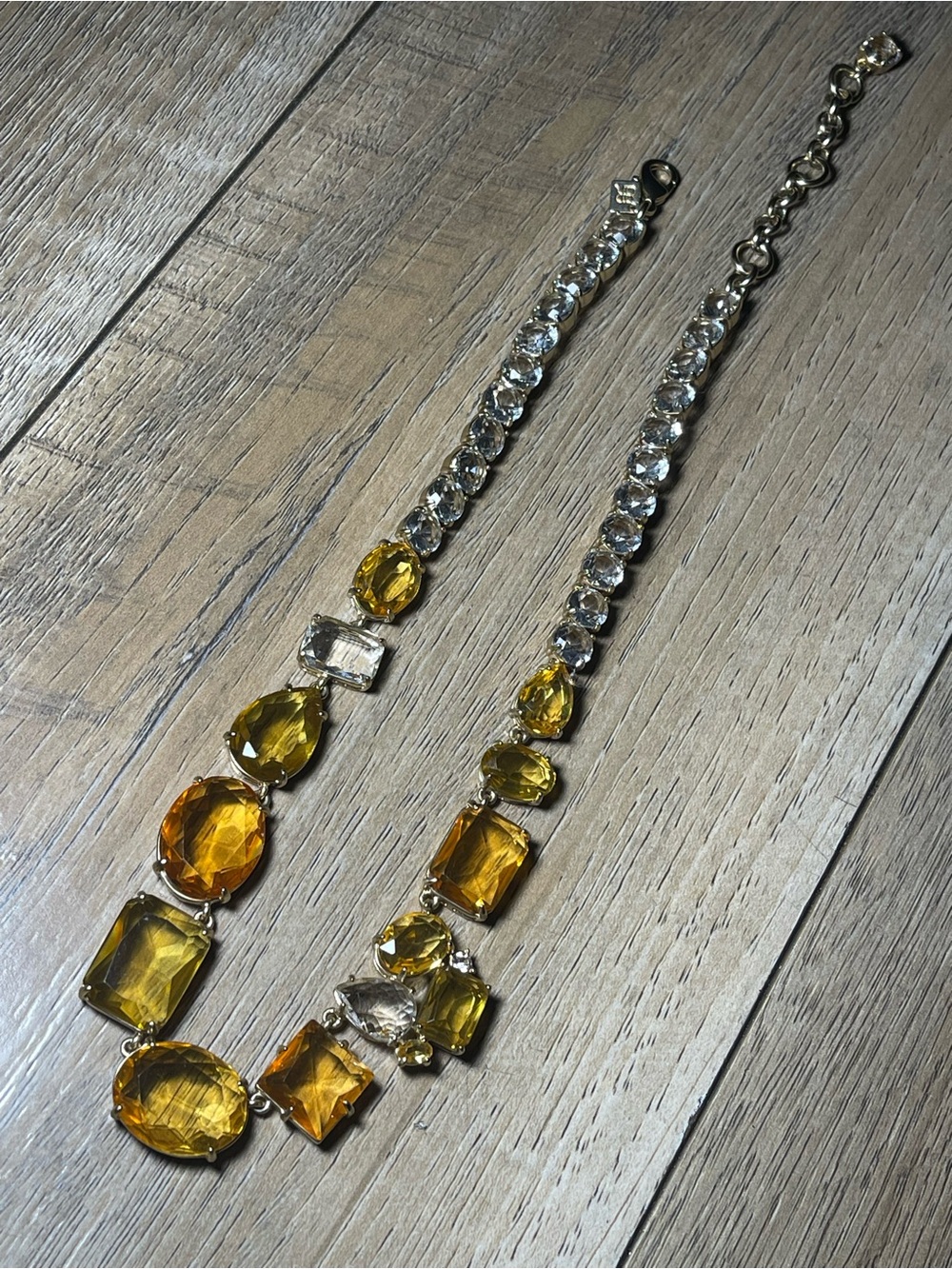 Banana Republic Gold-Tone Necklace with Yellow and Clear Stones
